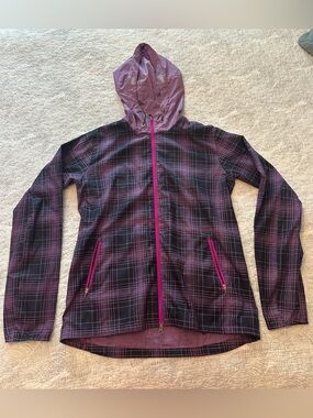 Nike Purple Plaid Hooded Utility Jacket with Pink Zips